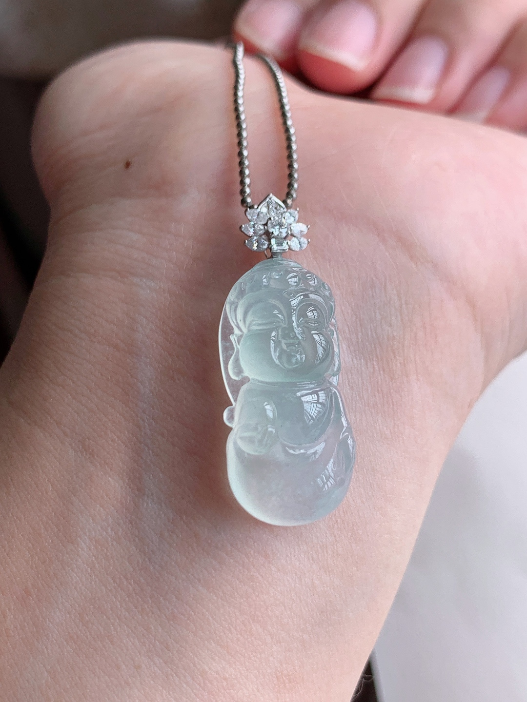 ️ 冰种宝宝佛吊坠，无裂通透水润，裸石25.8/12.3/7.9，自然光拍摄