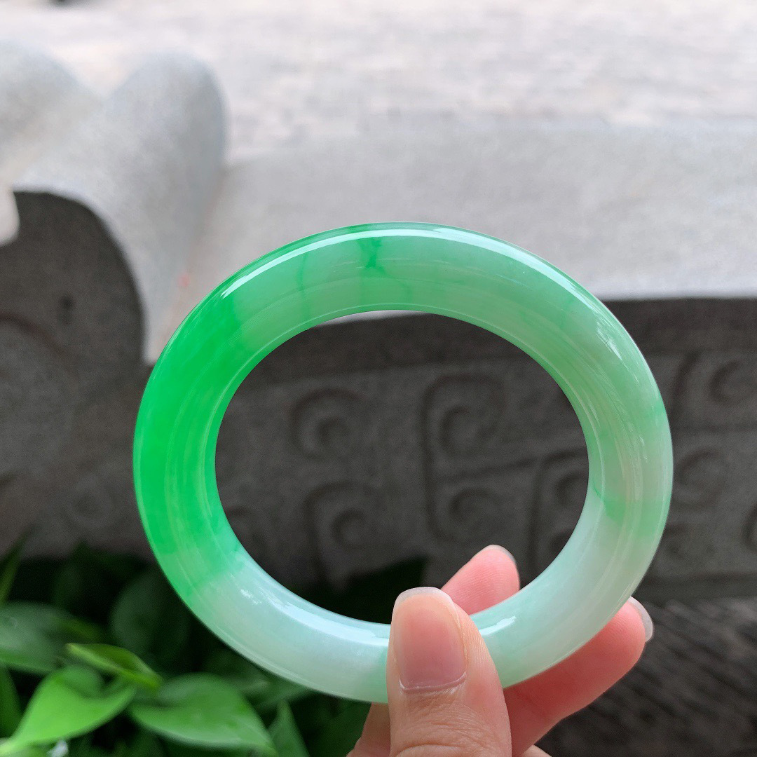 圈口56-12.3 【正阳绿圆条手镯】圆条56 57可戴