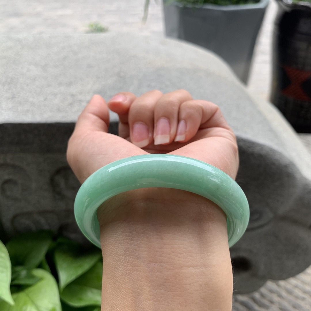 圈口57.5-12.8-9.4 【满果绿正圈手镯】正圈57 58可戴