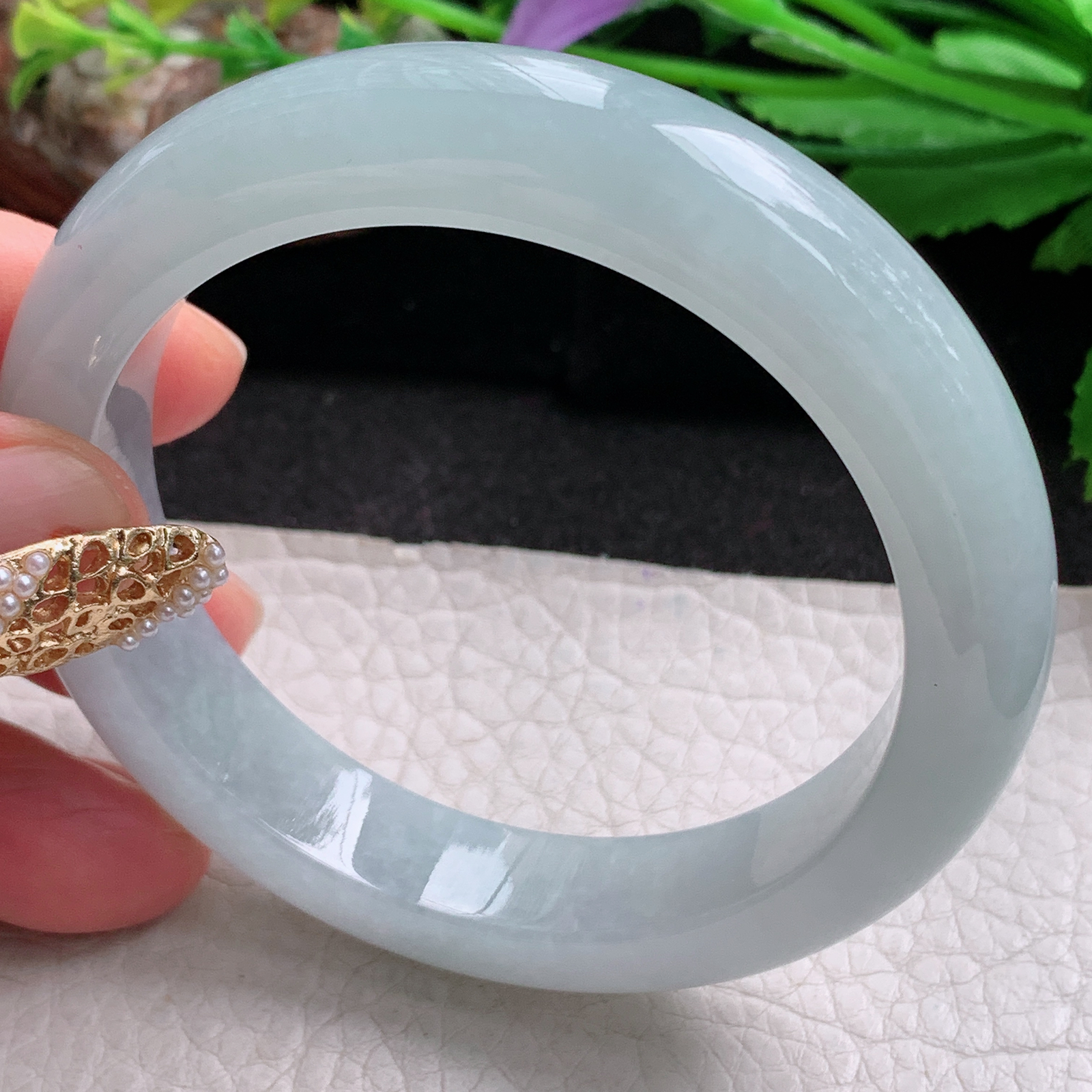 nr实拍55.5*12.3*8.5平安镯 天然缅甸翡翠a货手镯浅绿冰润正圈玉镯子