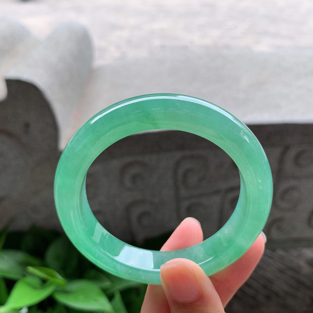 小圈口 53.2-11.7-9.2【冰绿正圈手镯】正圈53 54可戴