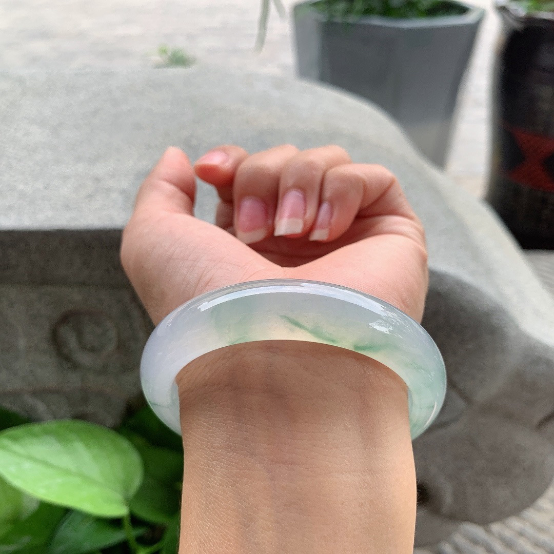 圈口56.8-13-8.2 【高冰飘花正圈手镯】正圈56 57可戴