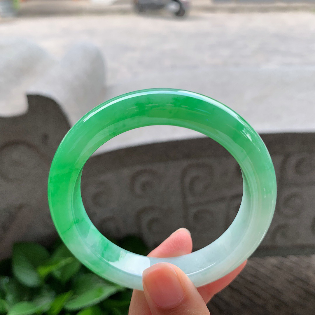 圈口 55.6-12.2-9.3【正阳绿正圈手镯】正圈55 56可戴