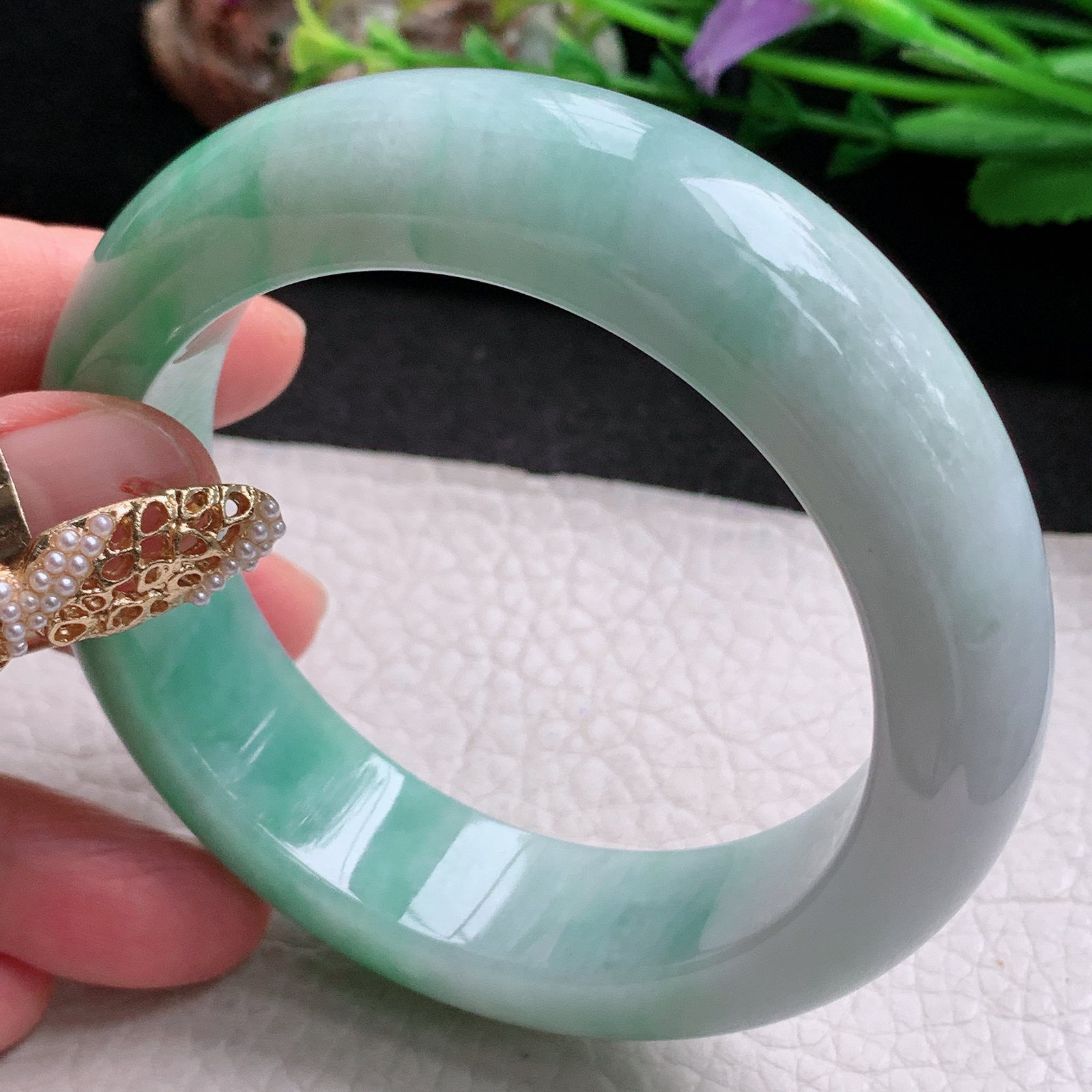 xc稀有款58*16.8*11轮胎镯 天然缅甸翡翠a货手镯水润飘绿厚装正圈玉镯子