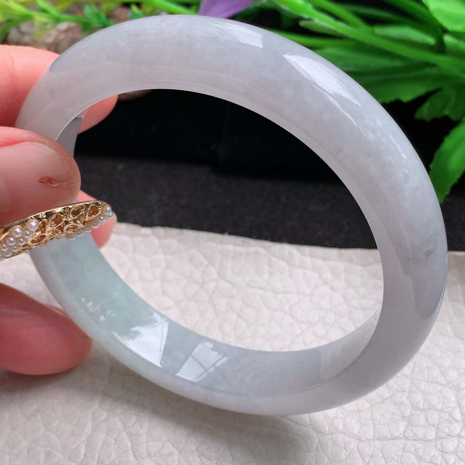 hh实拍57.5*12.5*8.5平安镯 天然缅甸翡翠a货手镯清新浅绿水润正圈玉镯子