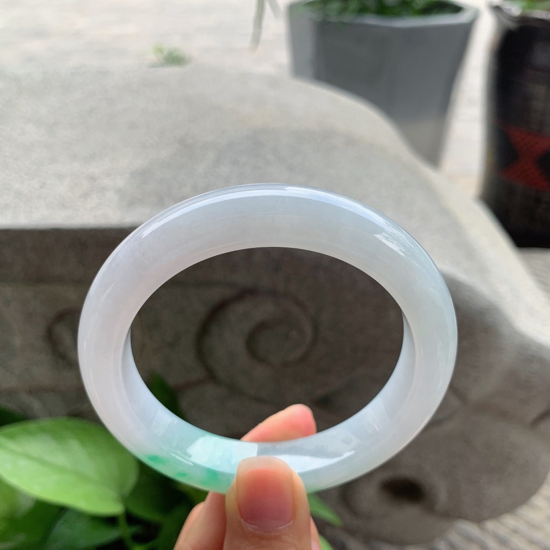 大圈口59.3-12.8-9.7 【冰飘阳绿正圈手镯】正圈59 60可戴