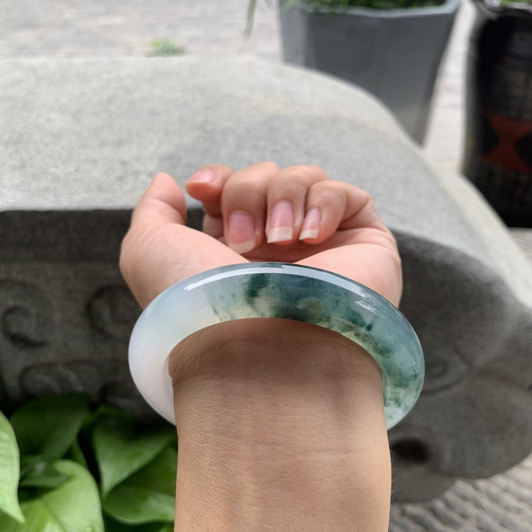 圈口56.6-11.4-10.5 【高冰飘花正圈手镯】正圈56 57可戴