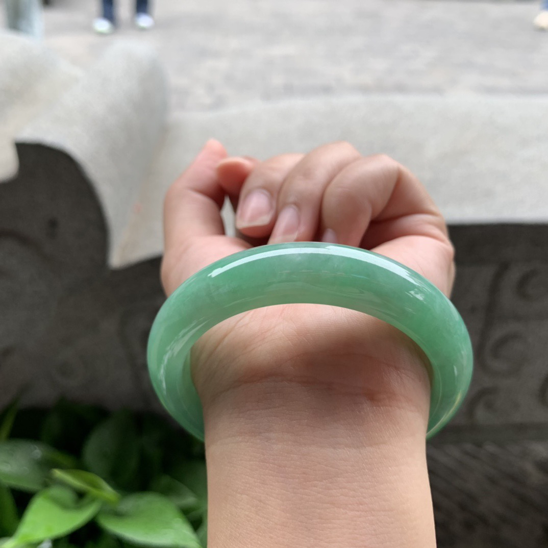 圈口 56.2-13.2-8.9【满绿正圈手镯】正圈56 57可戴