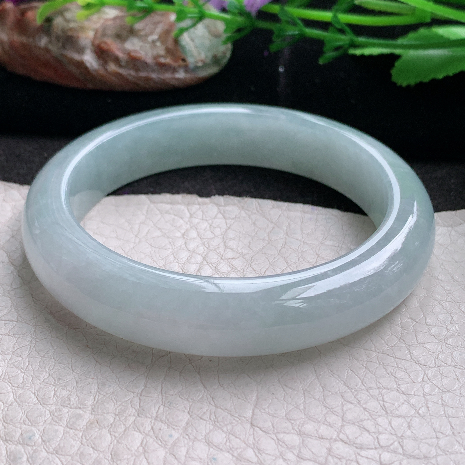 nr实拍55.5*12.3*8.5平安镯 天然缅甸翡翠a货手镯浅绿冰润正圈玉镯子