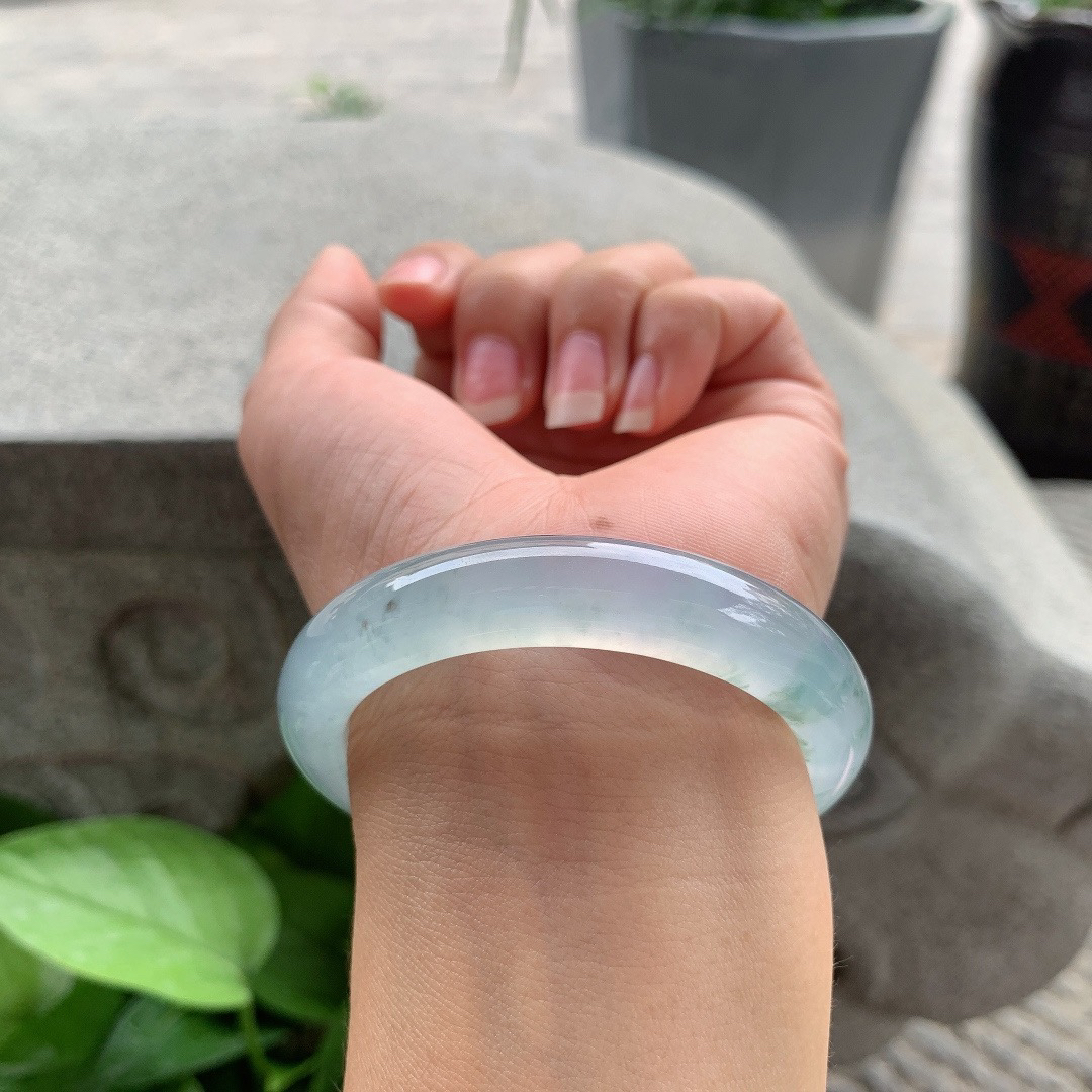 小圈口52-11.1-8.3 【高冰飘花正圈手镯】正圈52 53可戴