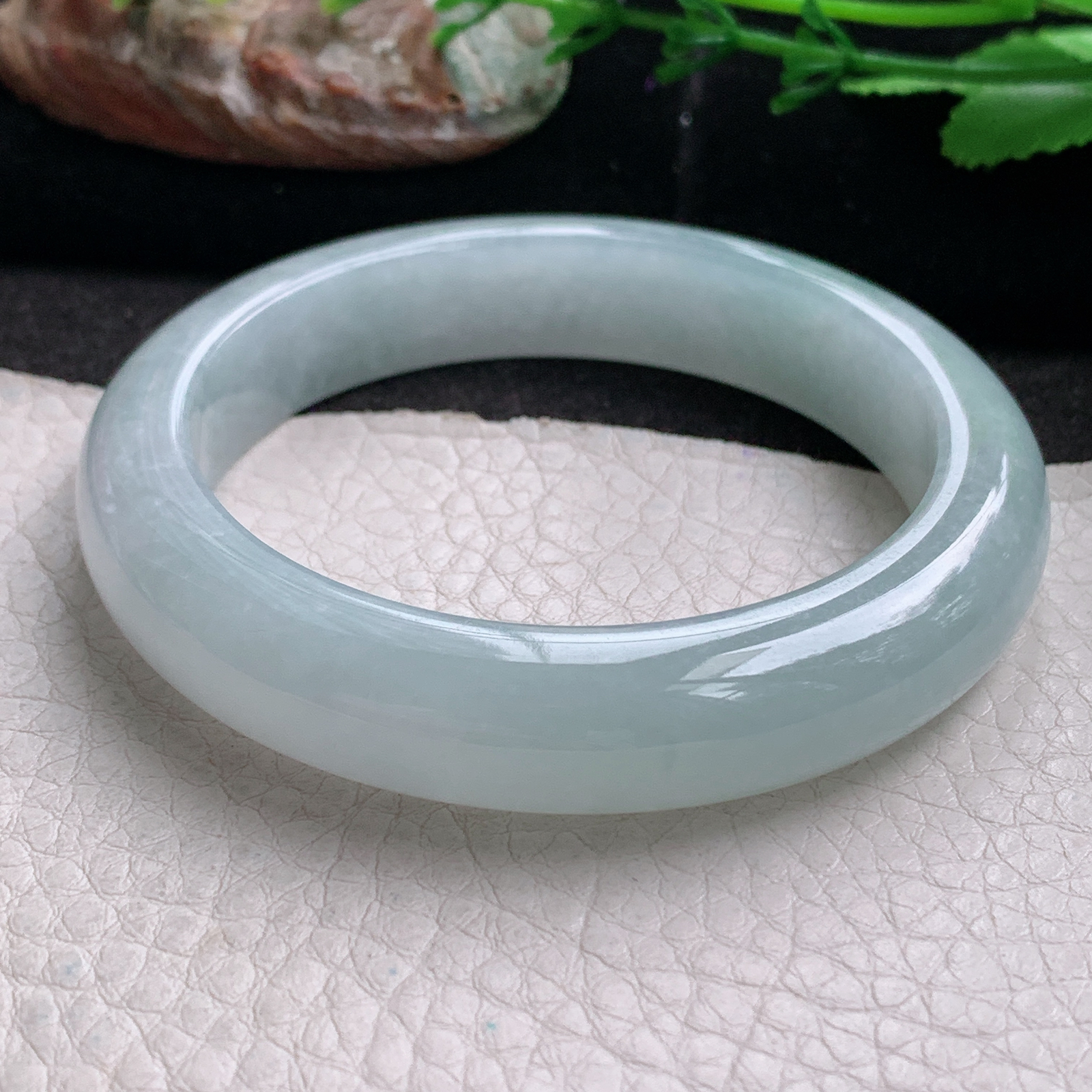 nr实拍55.5*12.3*8.5平安镯 天然缅甸翡翠a货手镯浅绿冰润正圈玉镯子