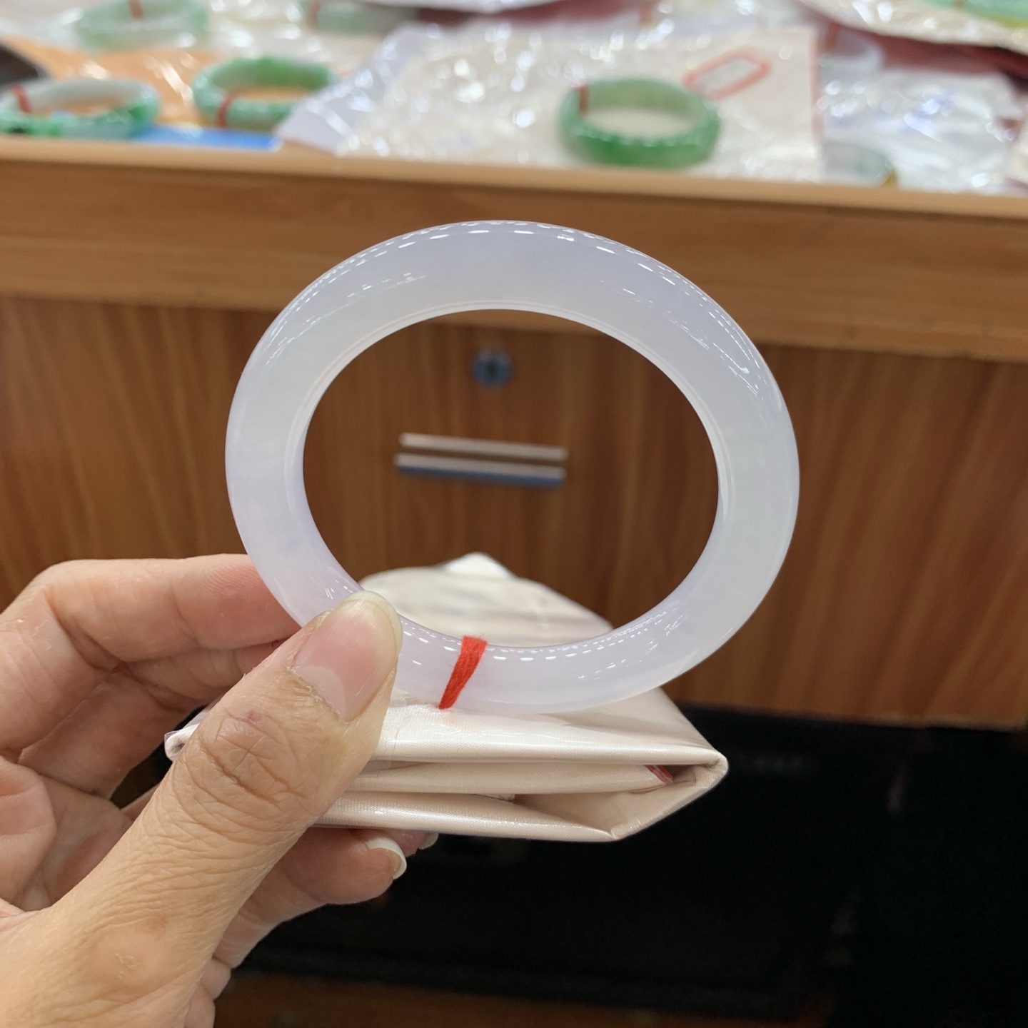 042237CK冰圆条翡翠手镯55.8-9.4-9.7