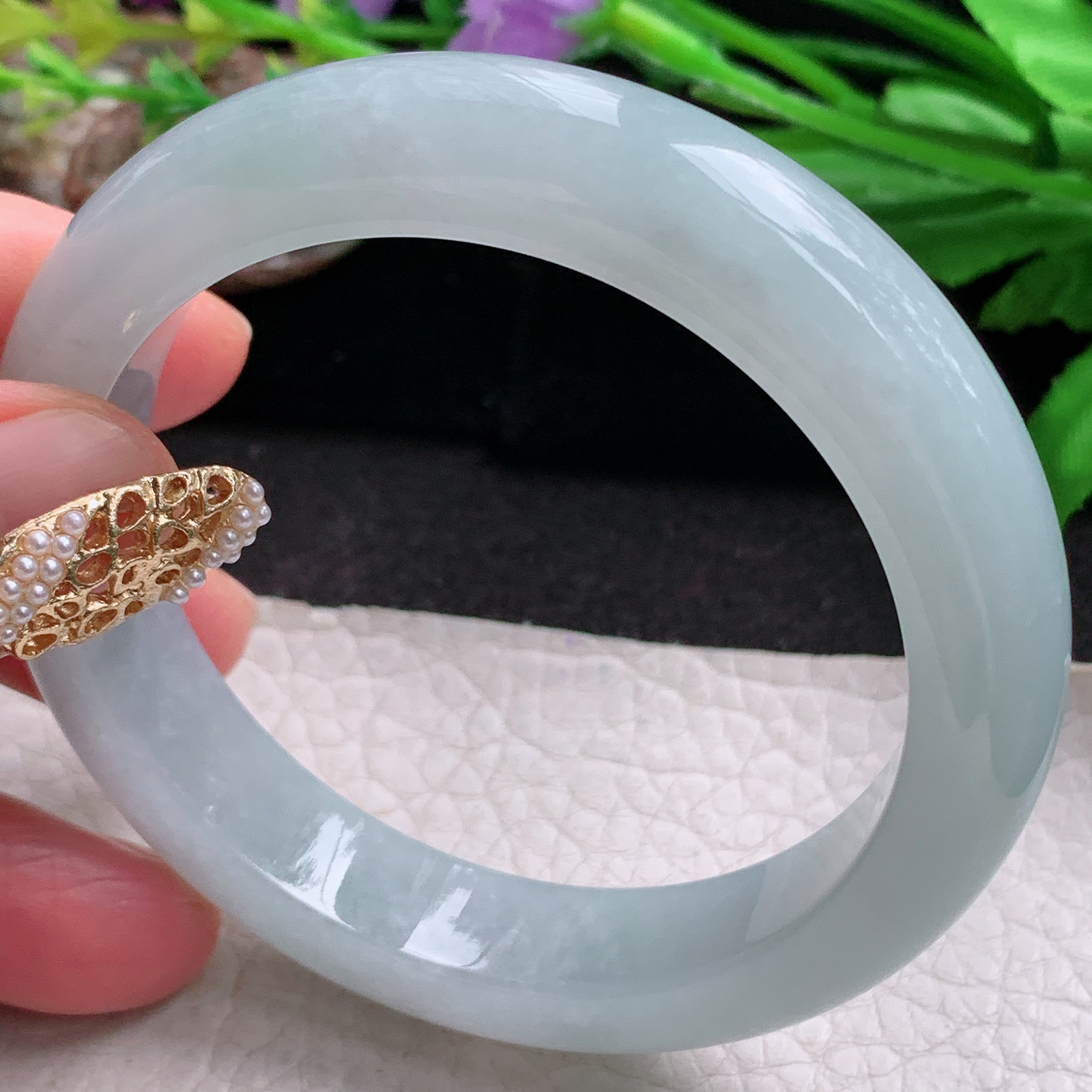 nr实拍55.5*12.3*8.5平安镯 天然缅甸翡翠a货手镯浅绿冰润正圈玉镯子