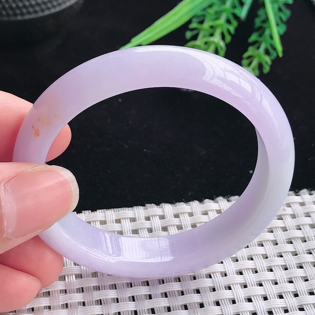 实拍A货翡翠51.5/46/12.5/7.5老坑冰润紫罗兰贵妃手镯宽边玉镯平安镯