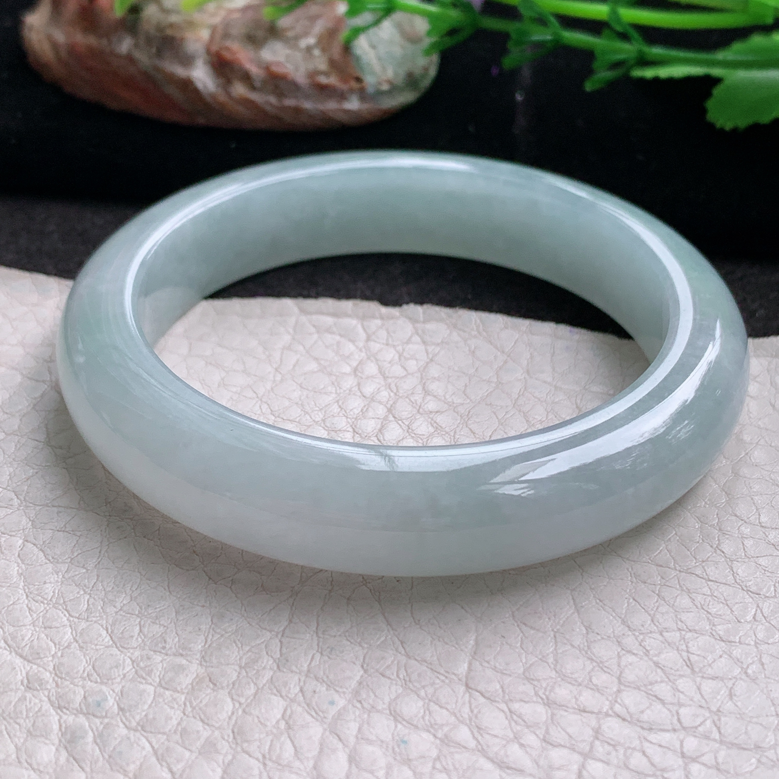 nr实拍55.5*12.3*8.5平安镯 天然缅甸翡翠a货手镯浅绿冰润正圈玉镯子