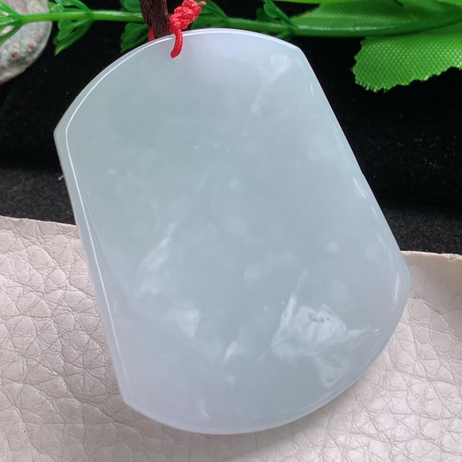 Bg实拍52.2*44*9缅甸翡翠净瓶观音菩萨吊坠