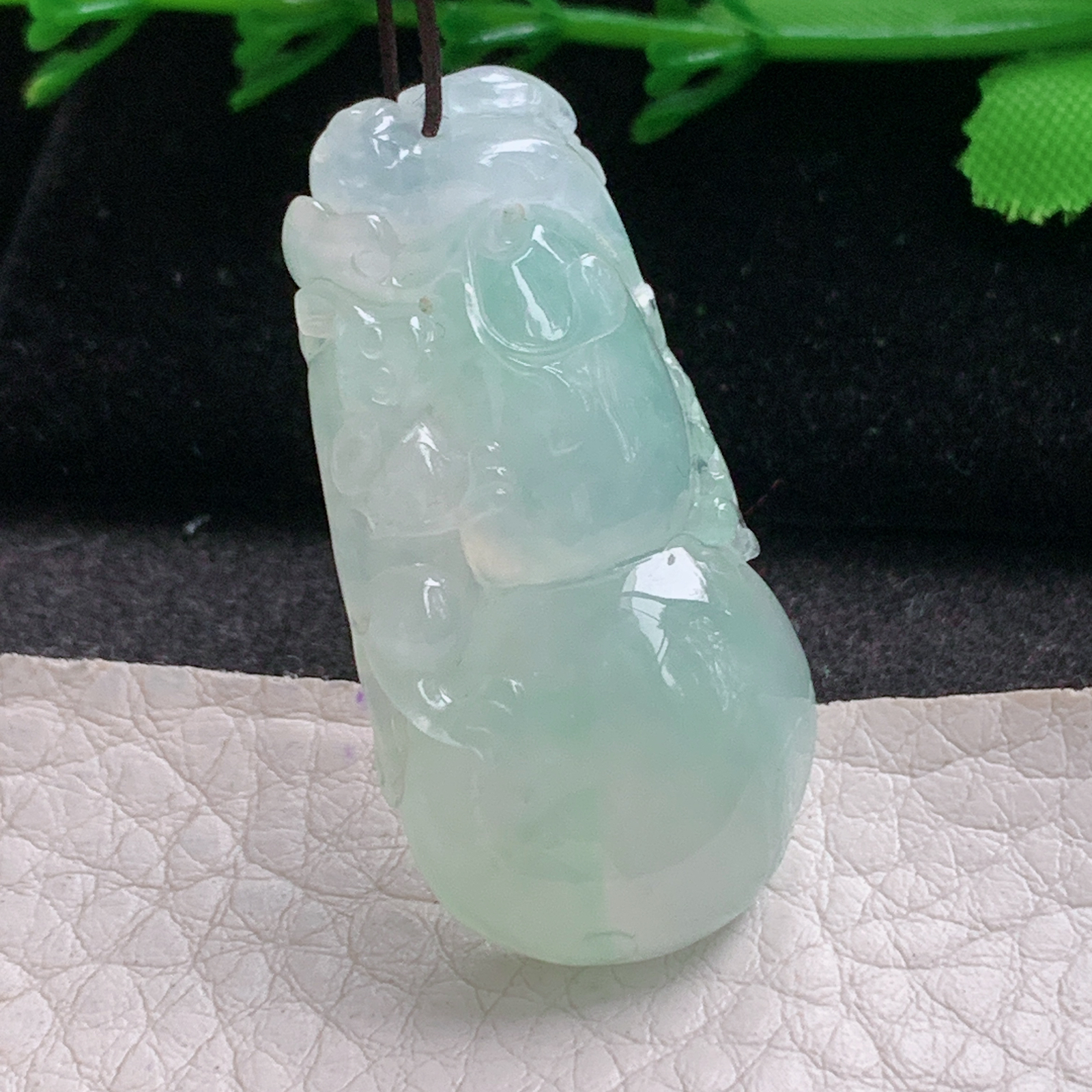 axm实拍38.8*19.6*8缅甸翡翠冰透大葫芦吊坠招财进宝玉坠