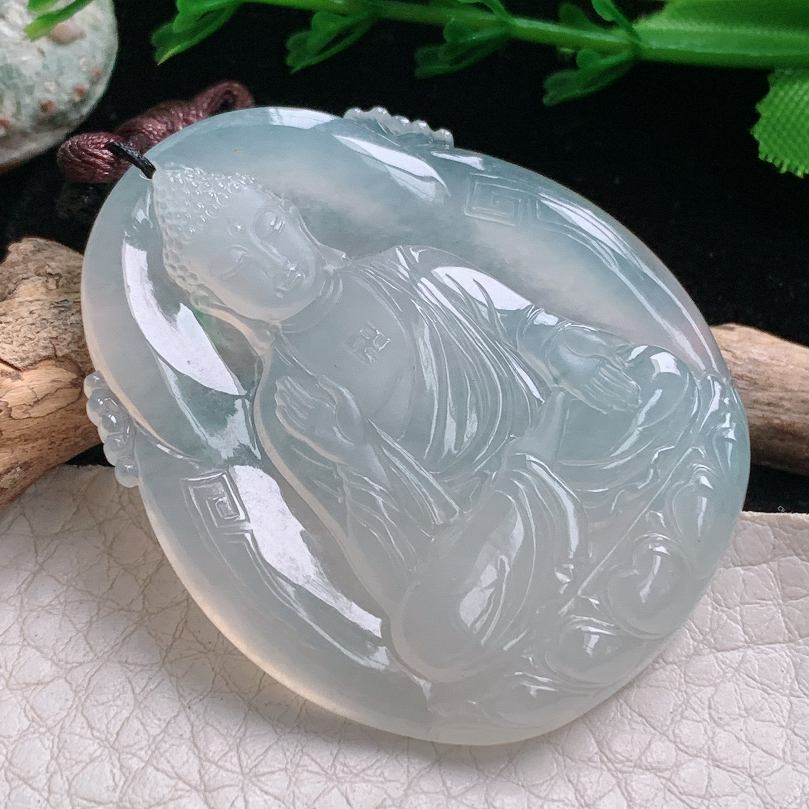 Bg实拍50*41.5*5.6缅甸翡翠冰种阿弥陀佛吊坠如来佛祖守护神