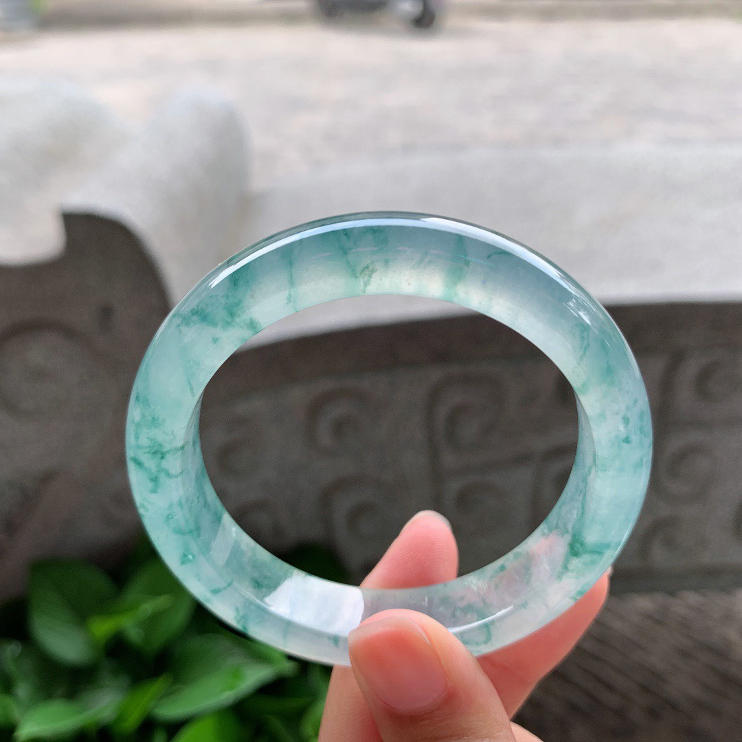 圈口 54.4-13.2-8.5【高冰飘花正圈手镯】正圈54 55可戴