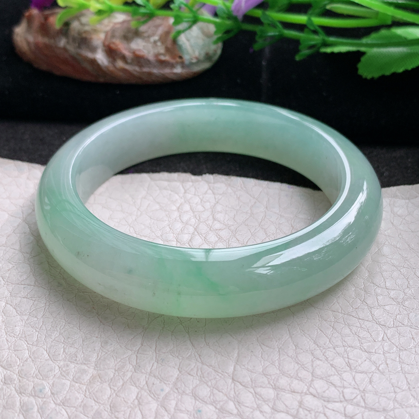 nr实拍53.5*12.6*8.5平安镯 天然缅甸翡翠a货手镯冰绿正圈玉镯子