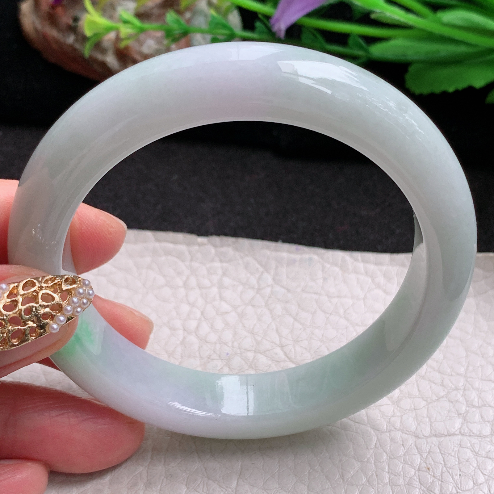 xx实拍57.5*12.5*9平安镯 天然缅甸翡翠a货手镯飘绿清新玉镯子