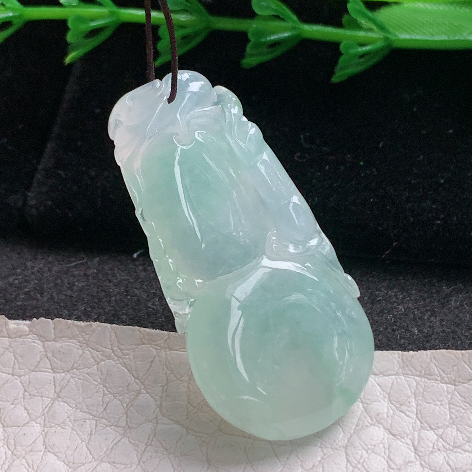 axm实拍38.8*19.6*8缅甸翡翠冰透大葫芦吊坠招财进宝玉坠