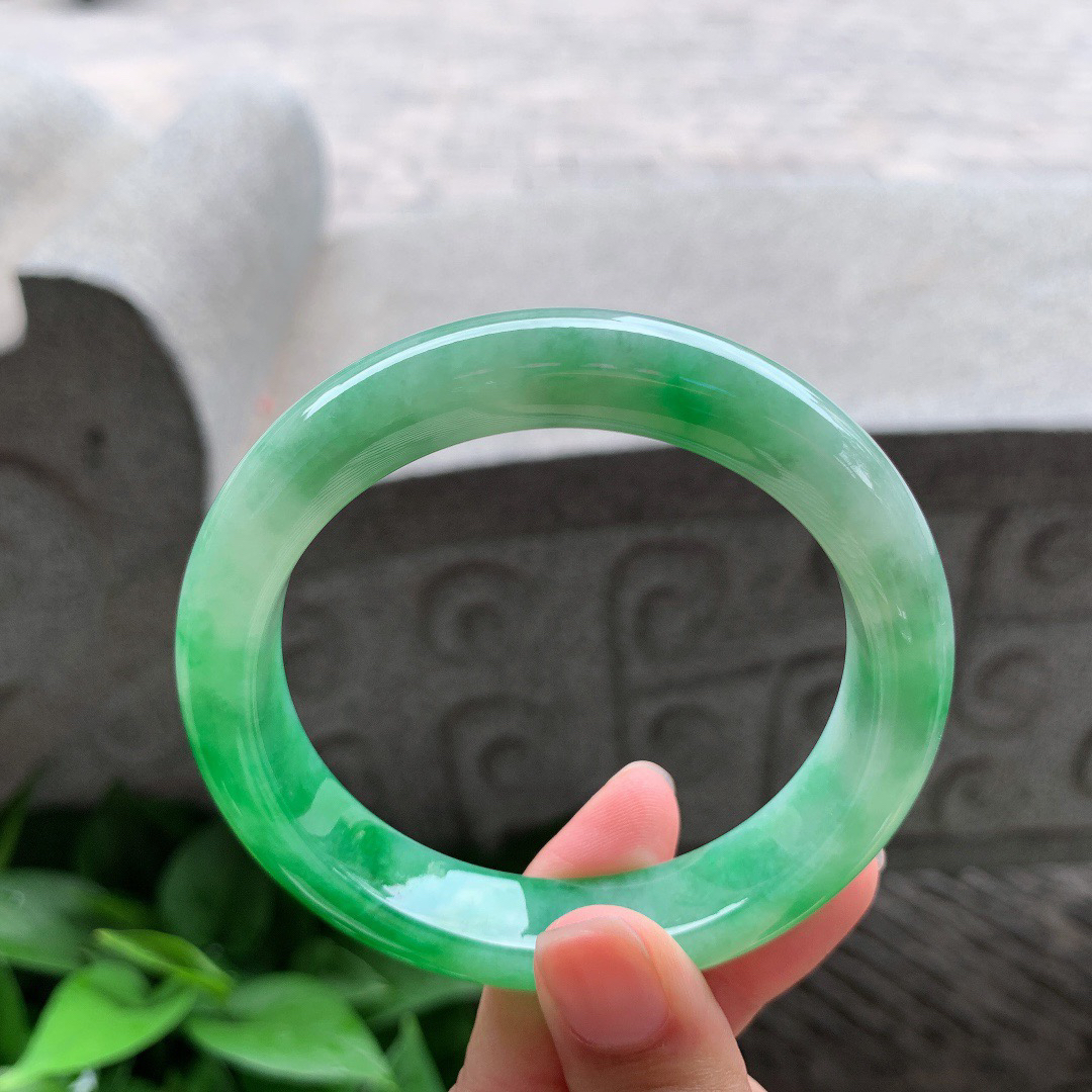 圈口57.8-12.5-9.2 【芙蓉绿正圈手镯】正圈57 58可戴