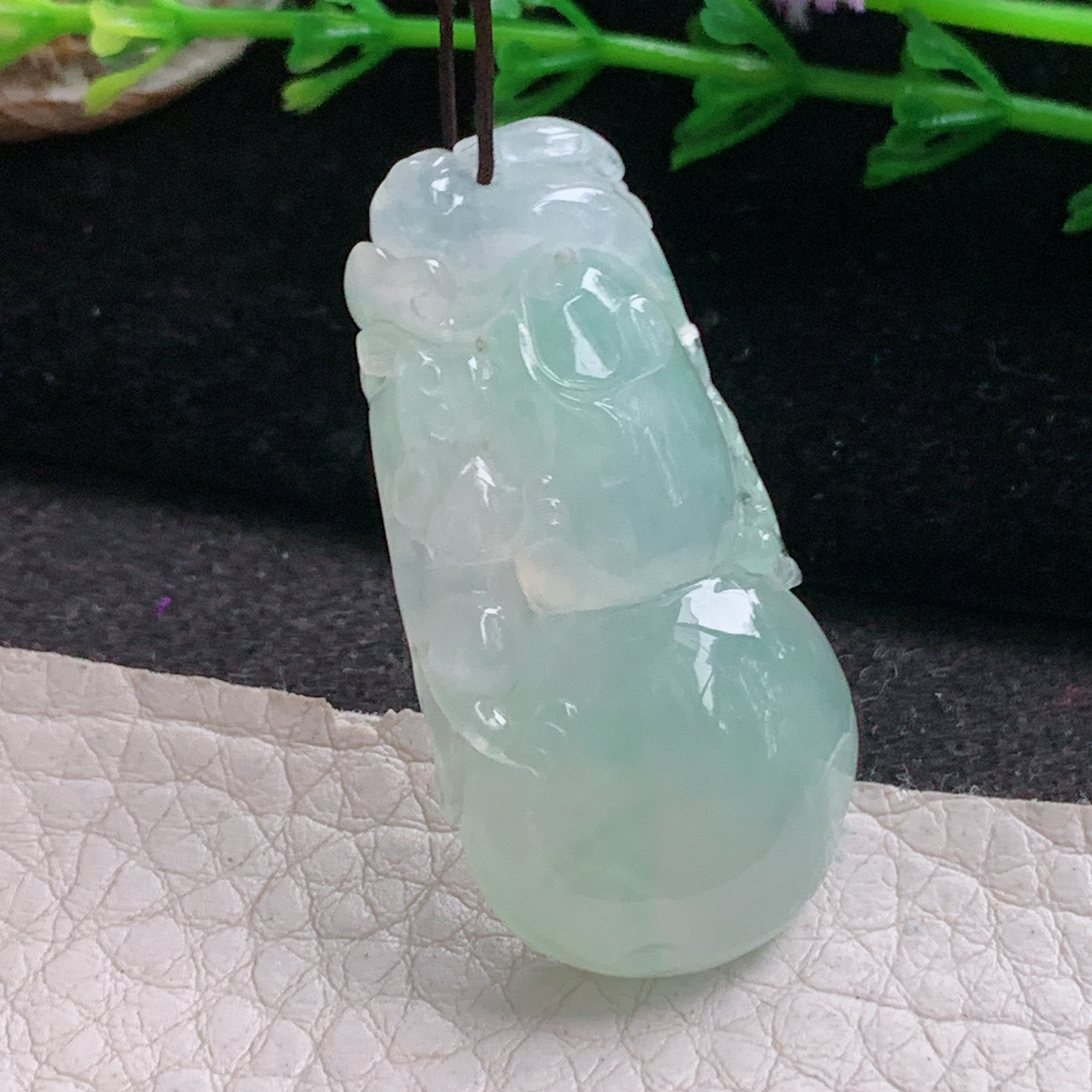 axm实拍38.8*19.6*8缅甸翡翠冰透大葫芦吊坠招财进宝玉坠