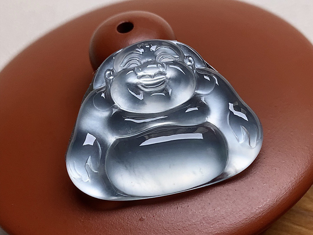 ️ 玻璃种黑冰佛公 品质极佳，冰透感十足，行家货！完美尺寸25.5*20.2*4.2..