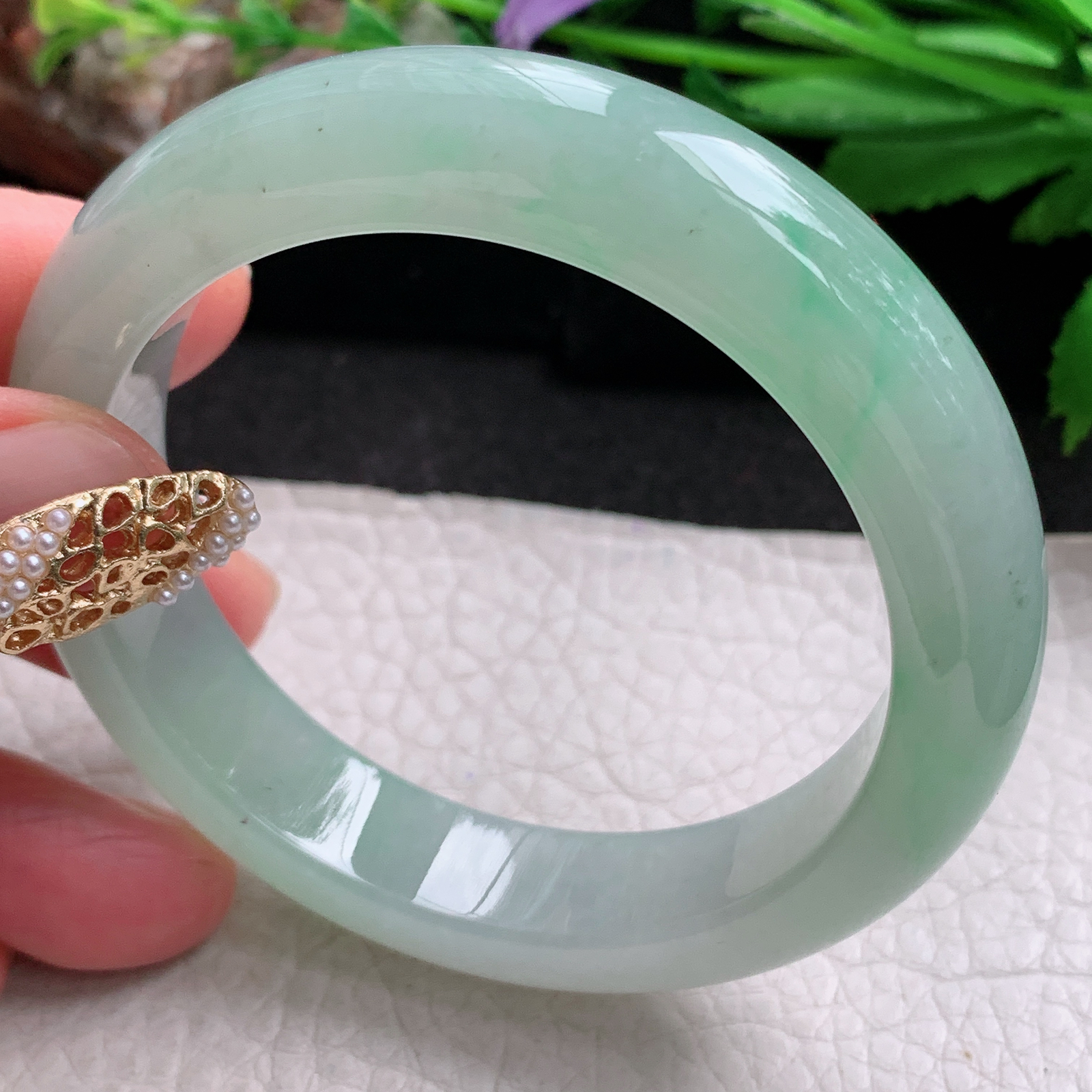 nr实拍53.5*12.6*8.5平安镯 天然缅甸翡翠a货手镯冰绿正圈玉镯子