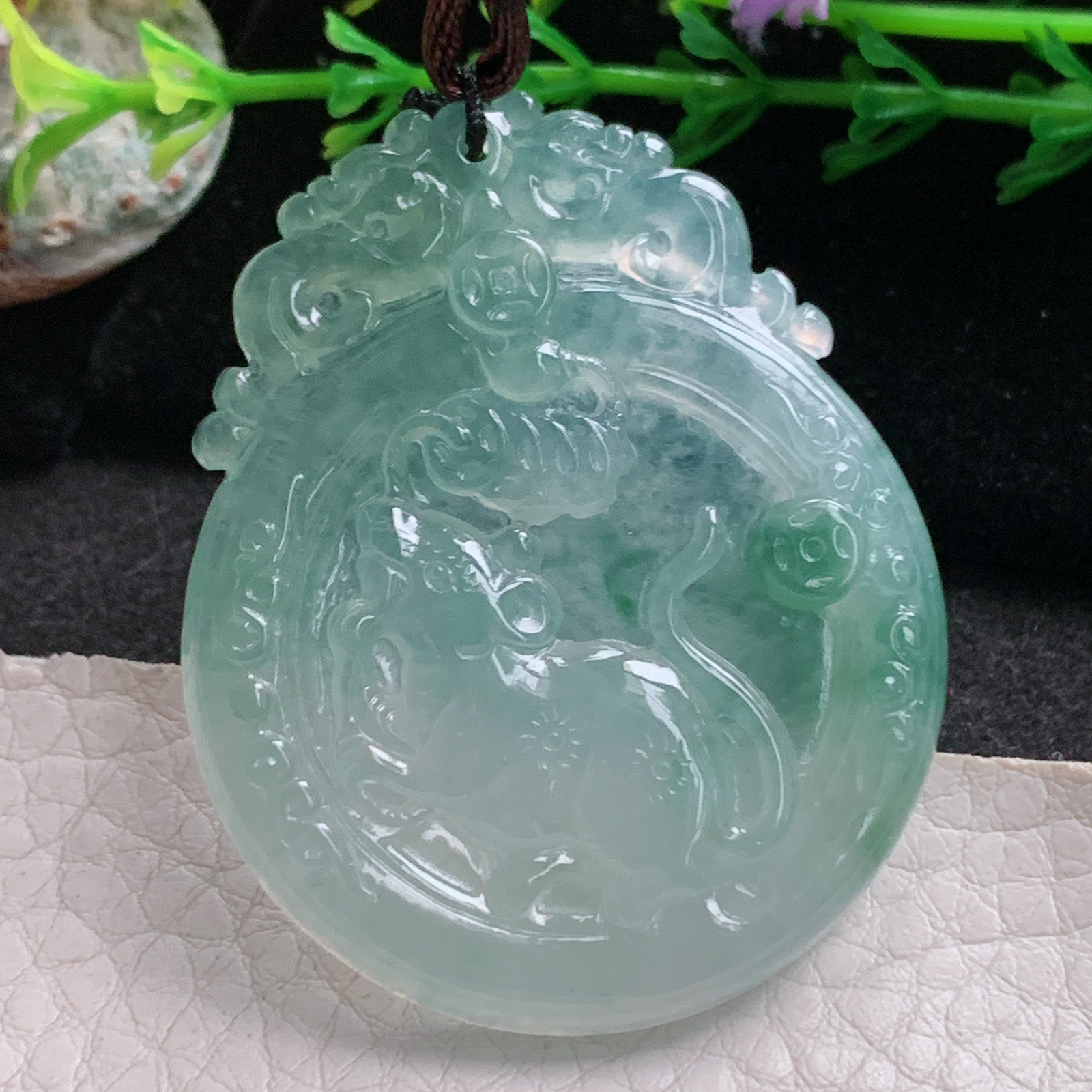 Bg实拍49.5*40*5.3缅甸翡翠冰种生肖老鼠吊坠招财老鼠守护神