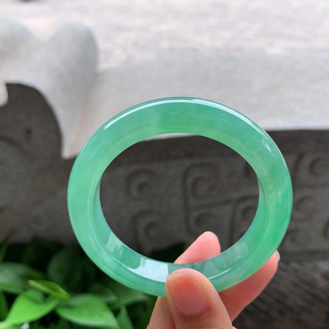 小圈口 53.2-11.7-9.2【冰绿正圈手镯】正圈53 54可戴