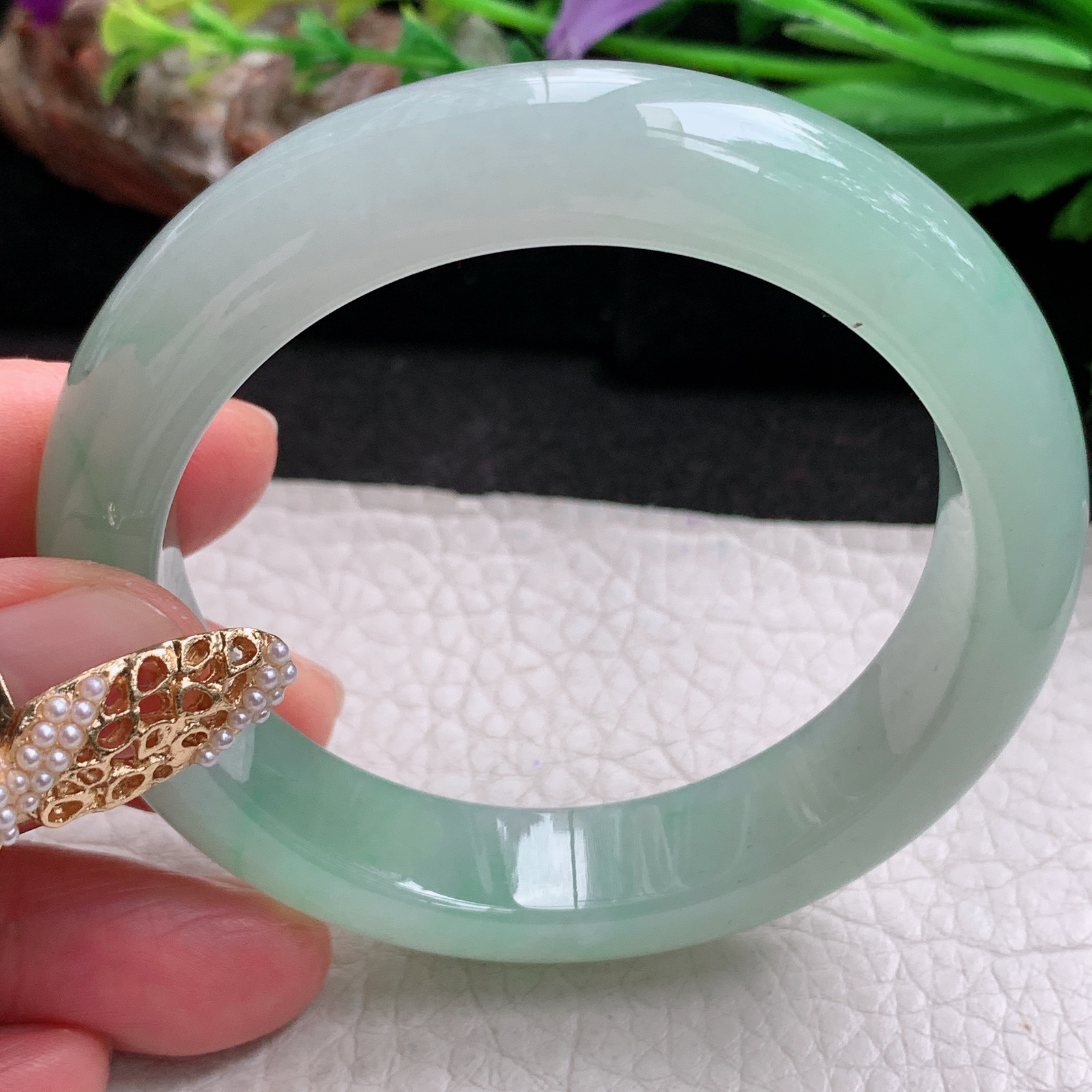 nr实拍53.5*12.6*8.5平安镯 天然缅甸翡翠a货手镯冰绿正圈玉镯子