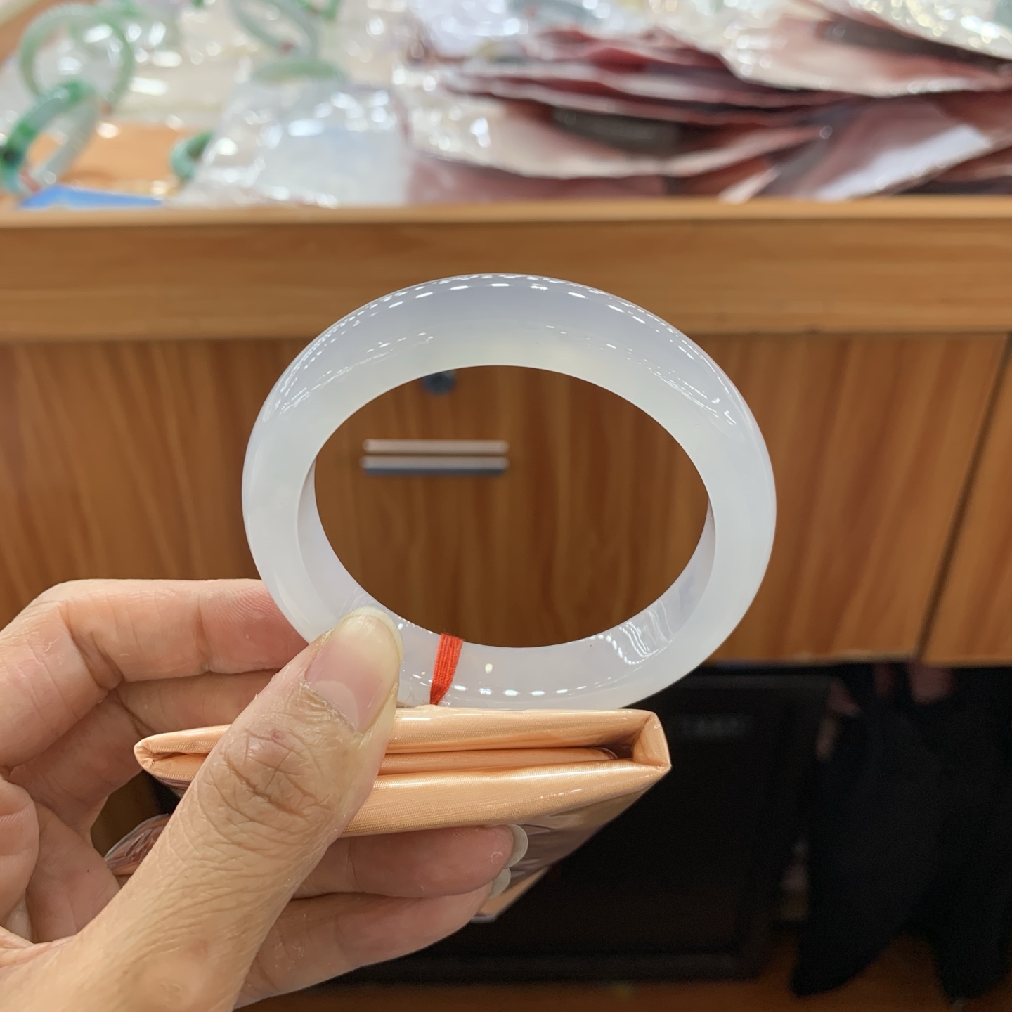 042227JM，冰种正圈翡翠手镯，57-12.3-9