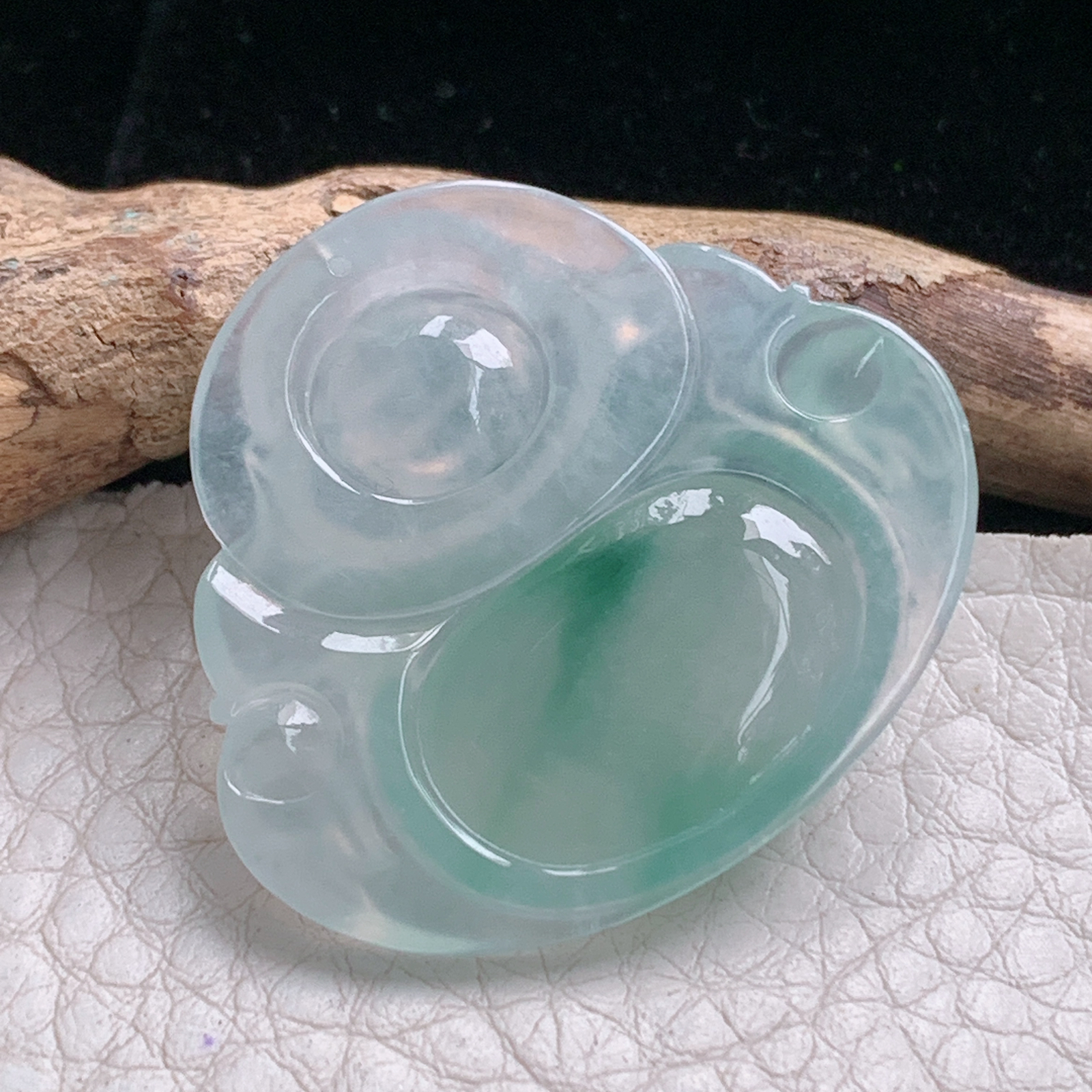 axm实拍31.2*35*5.8缅甸翡翠冰种飘花大佛公吊坠 开心弥勒佛祖玉坠