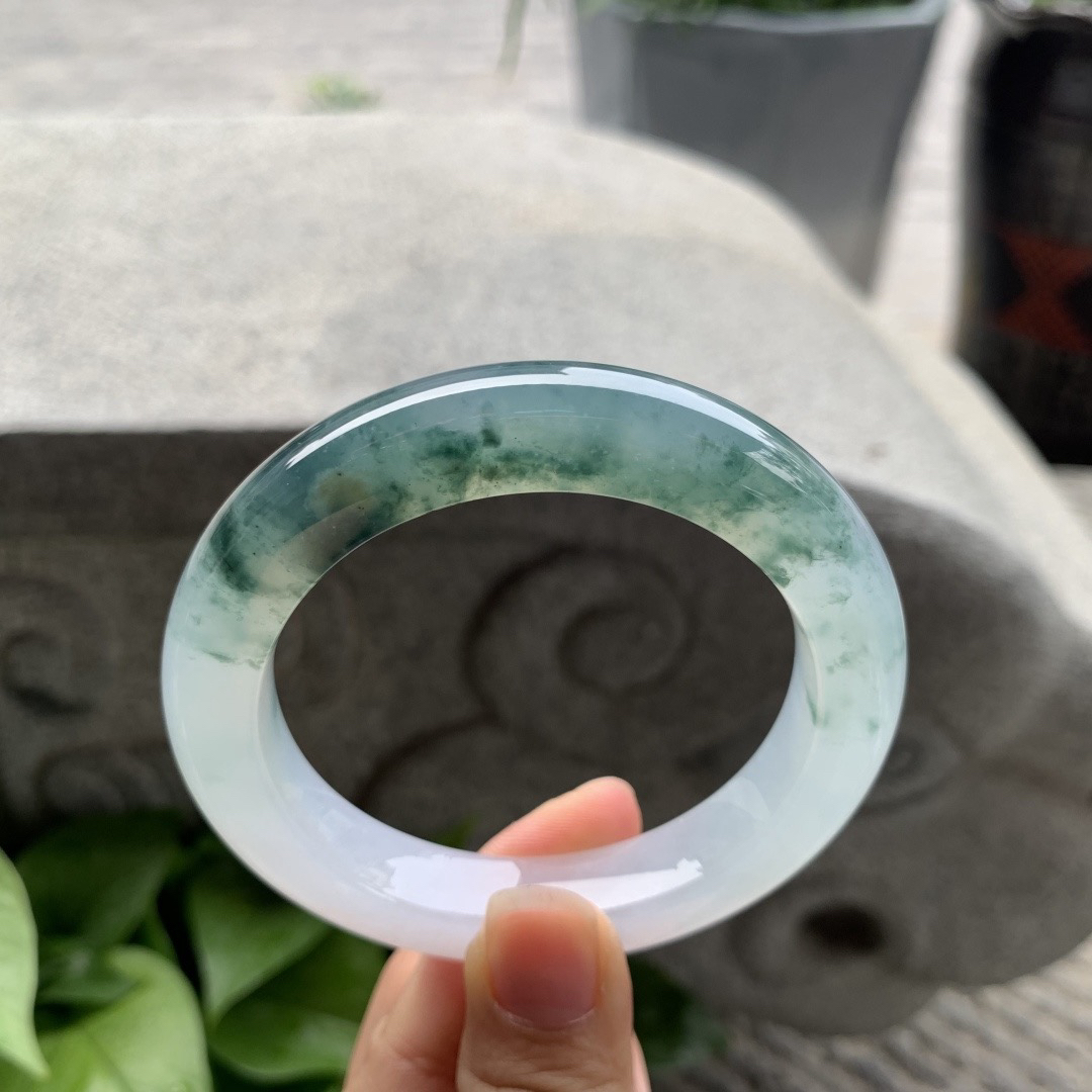 圈口56.6-11.4-10.5 【高冰飘花正圈手镯】正圈56 57可戴