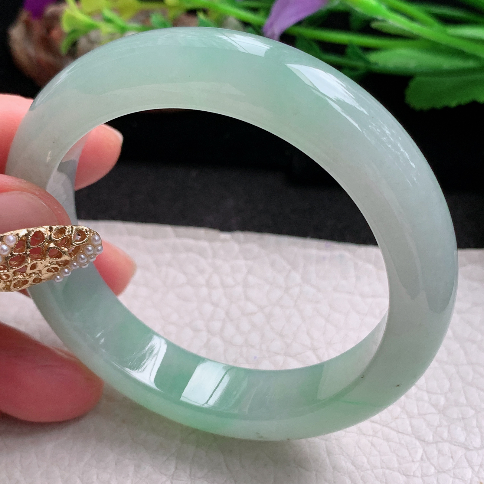 nr实拍53.5*12.6*8.5平安镯 天然缅甸翡翠a货手镯冰绿正圈玉镯子