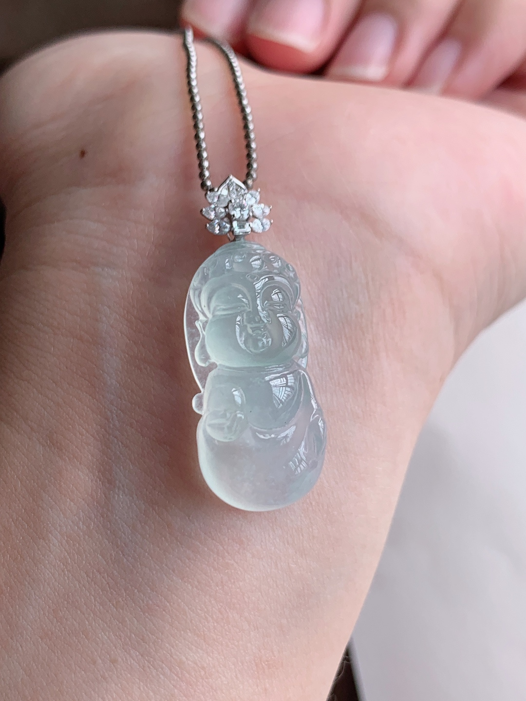 ️ 冰种宝宝佛吊坠，无裂通透水润，裸石25.8/12.3/7.9，自然光拍摄