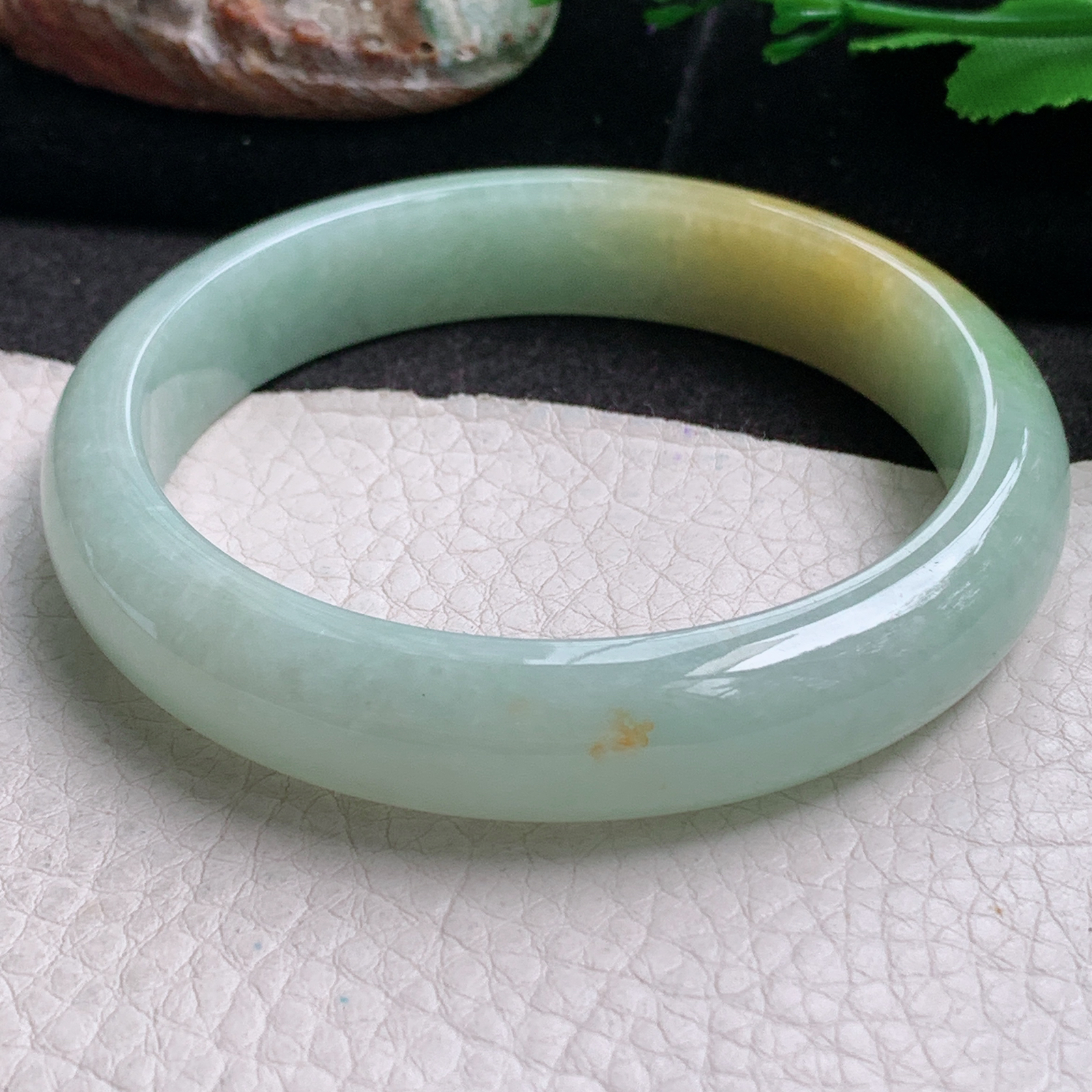 nr大圈口61*12.5*7.5招财镯 天然缅甸翡翠a货手镯双彩水润正圈玉镯子