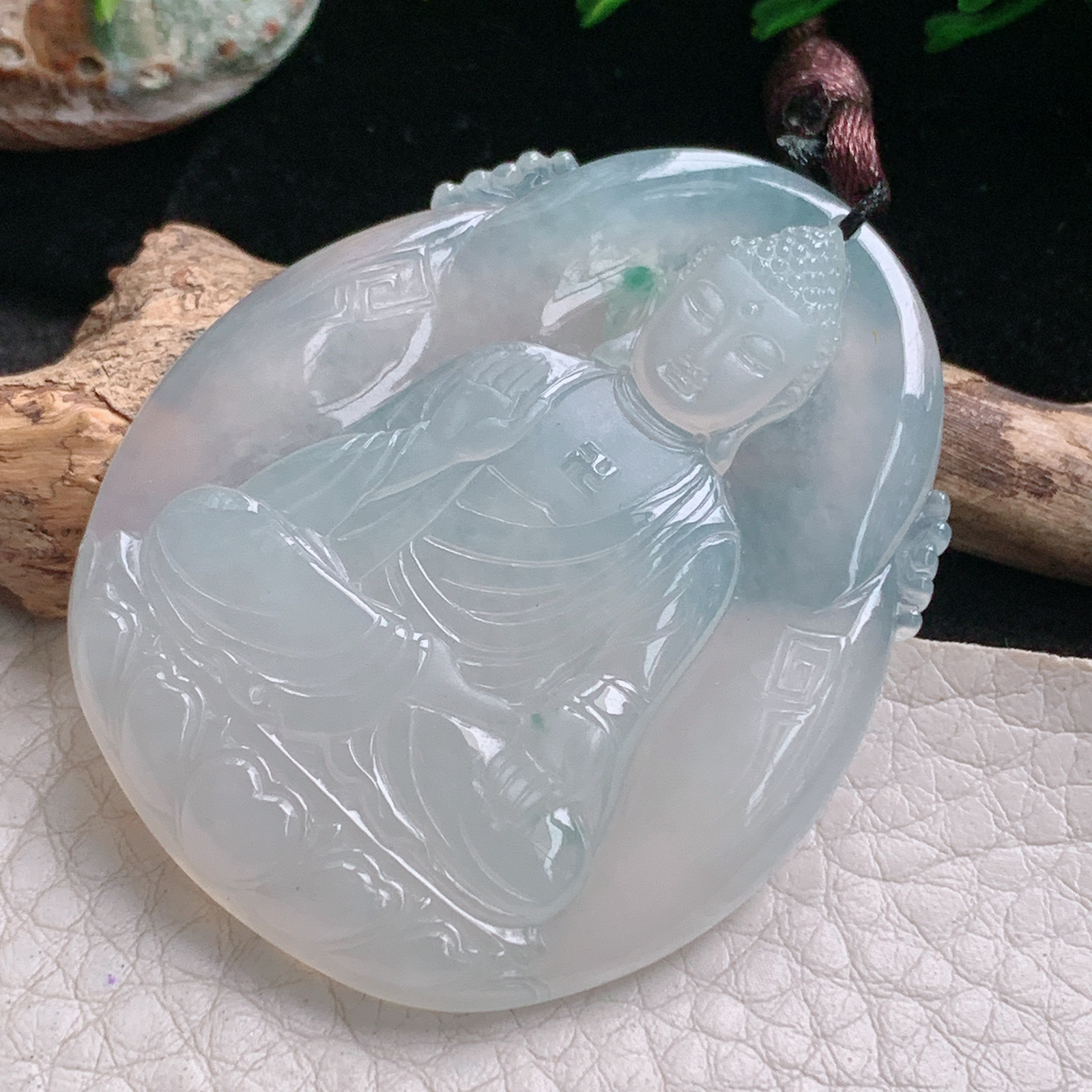 Bg实拍50*41.5*5.6缅甸翡翠冰种阿弥陀佛吊坠如来佛祖守护神