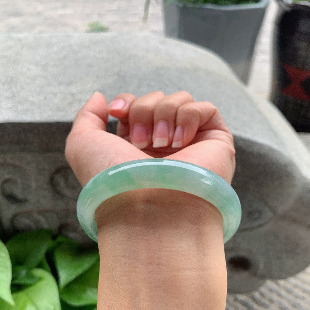 圈口 56.8-11.7-8.1【果绿正圈手镯】正圈56 57可戴