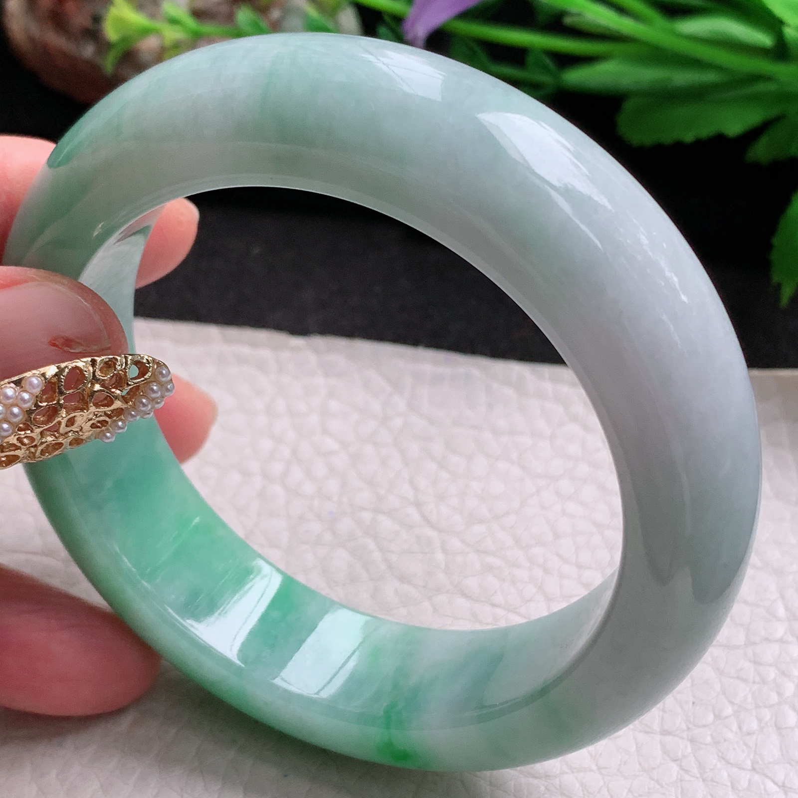 xc稀有款58*16.8*11轮胎镯 天然缅甸翡翠a货手镯水润飘绿厚装正圈玉镯子