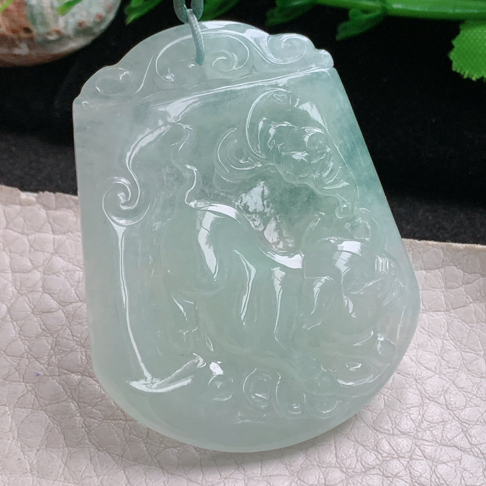 Bg实拍51*40.8*5.3缅甸翡翠冰透招财猪吊坠生肖猪玉坠诸事顺利