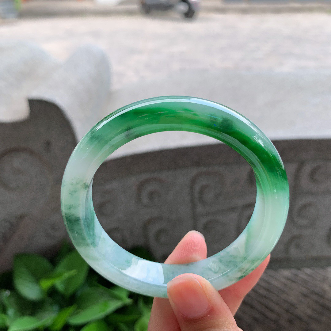 圈口56-12.8-8.6 【辣绿正圈手镯】正圈56 57可戴