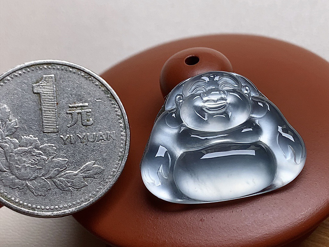 ️ 玻璃种黑冰佛公 品质极佳，冰透感十足，行家货！完美尺寸25.5*20.2*4.2..