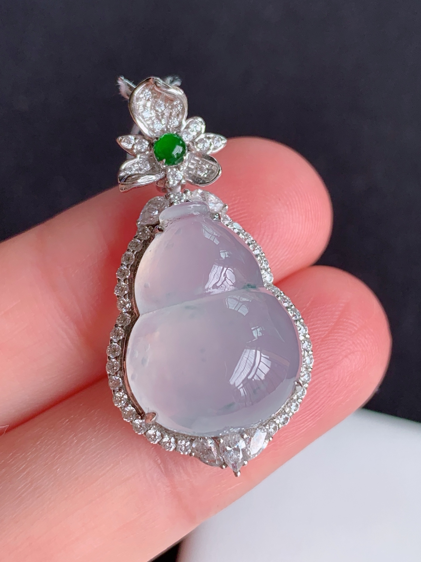 ️，18k镶嵌冰种葫芦，无裂尺寸：32.5/16.5/10.5