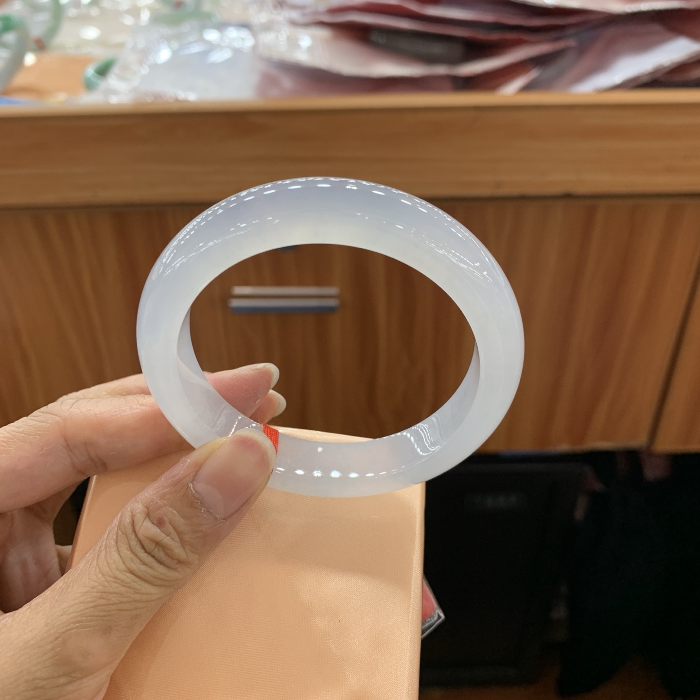 042227JM，冰种正圈翡翠手镯，57-12.3-9