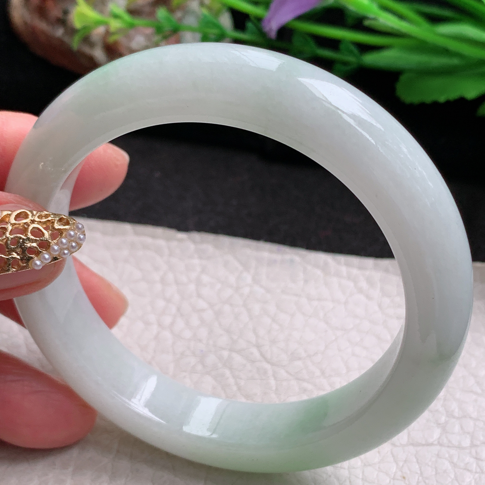 xx实拍56.5*12.6*9平安镯 天然缅甸翡翠a货手镯飘绿水润正圈玉镯子