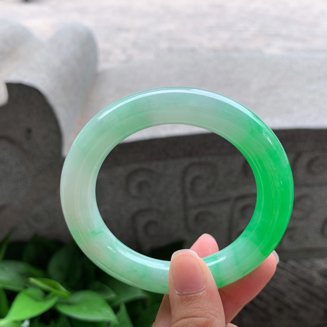 圈口56-12.3 【正阳绿圆条手镯】圆条56 57可戴