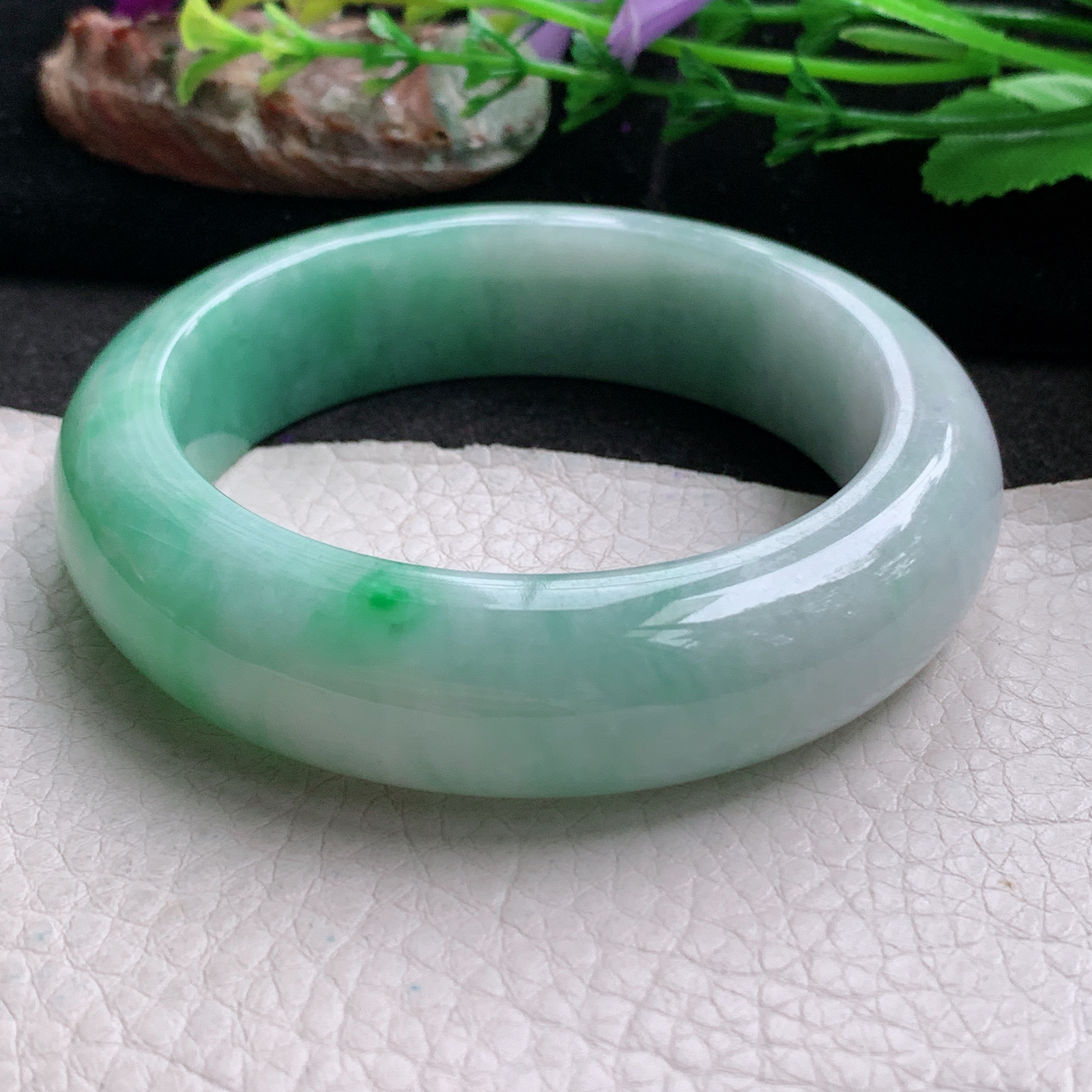 xc稀有款58*16.8*11轮胎镯 天然缅甸翡翠a货手镯水润飘绿厚装正圈玉镯子